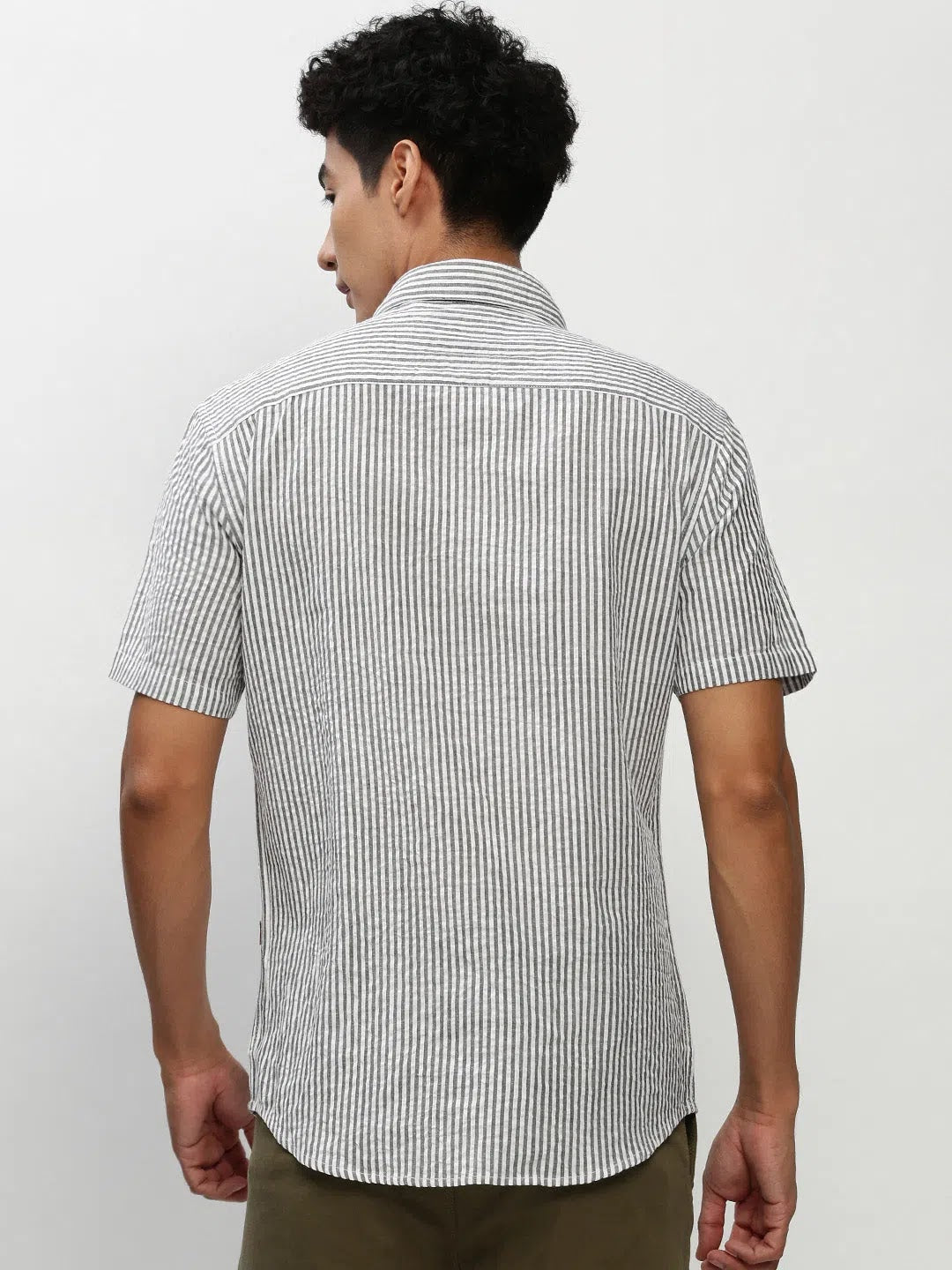 White Striped Mens Shirt - Cotton Casual Shirt | DesiQlo
