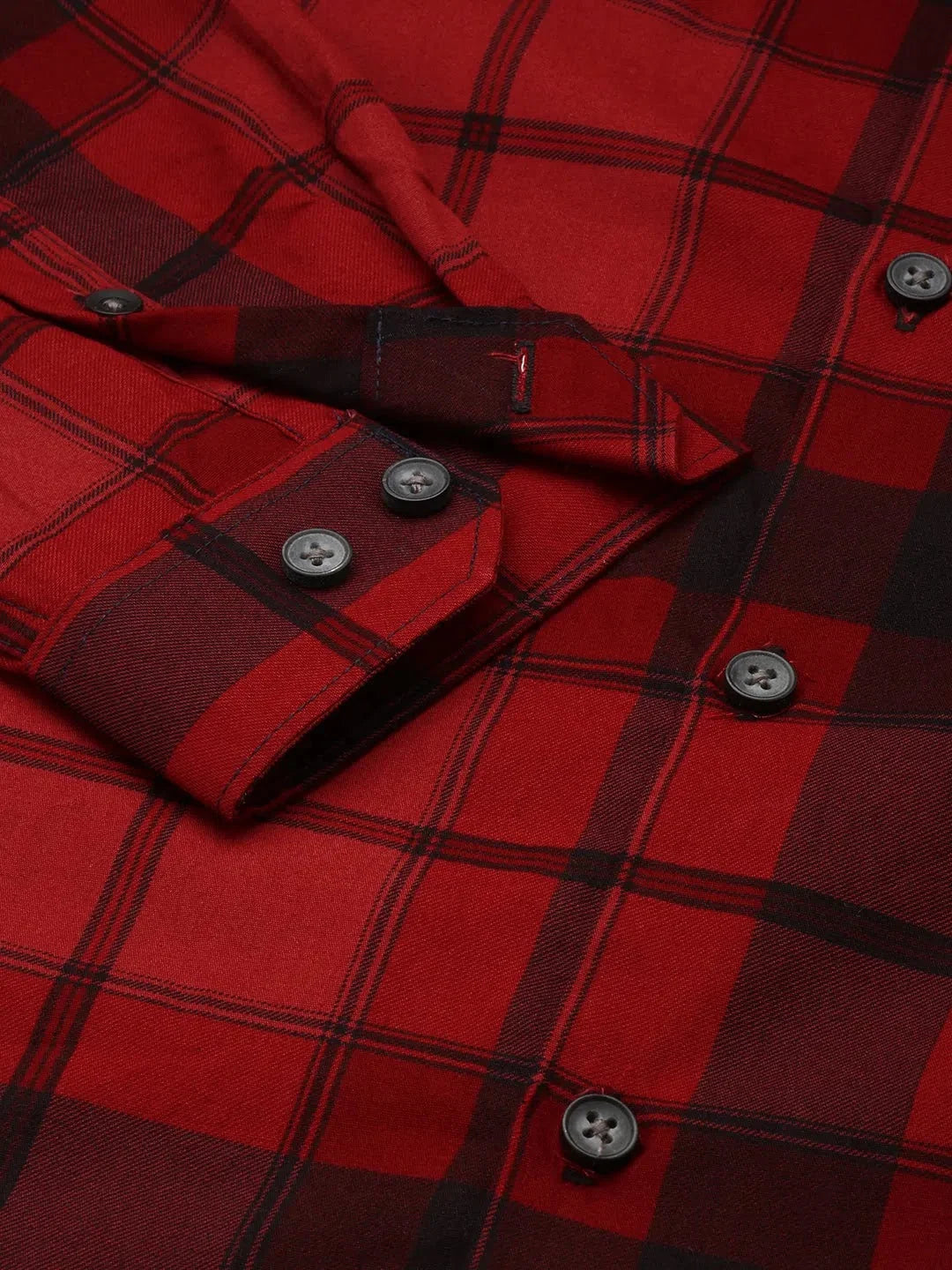 Men's Maroon Checked Shirt - Casual Cotton Shirt