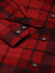 Men Maroon Checked Casual Shirt-RAFFLERIMPORTCHECKS-4743-Maroon