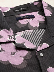 Men Grey Printed Casual Co-Ord Set-BLUEVIBES-0618-Grey