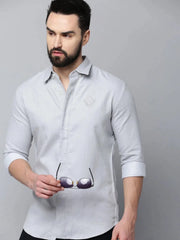 Men Grey Solid Casual Shirt-ELECTRAPLAIN-4527-Grey