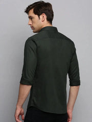 Men Green Solid Casual Shirt-SUPREMEPLAIN-1946-Olive