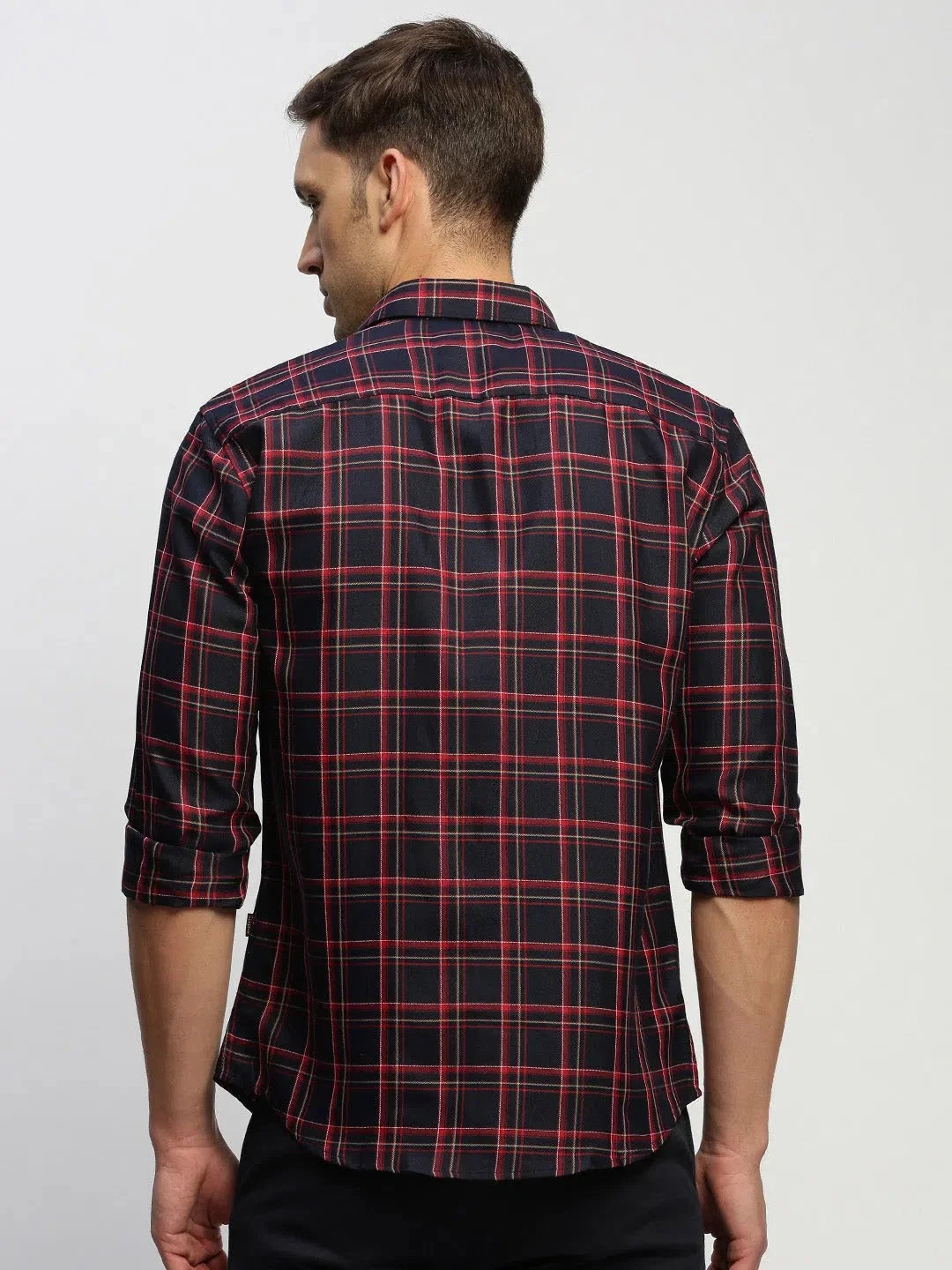 Men's Navy Checkered Cotton Shirt - Stylish Printed Shirt