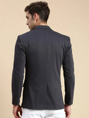 Men Grey Solid Casual Blazer-LBR-5500-Grey