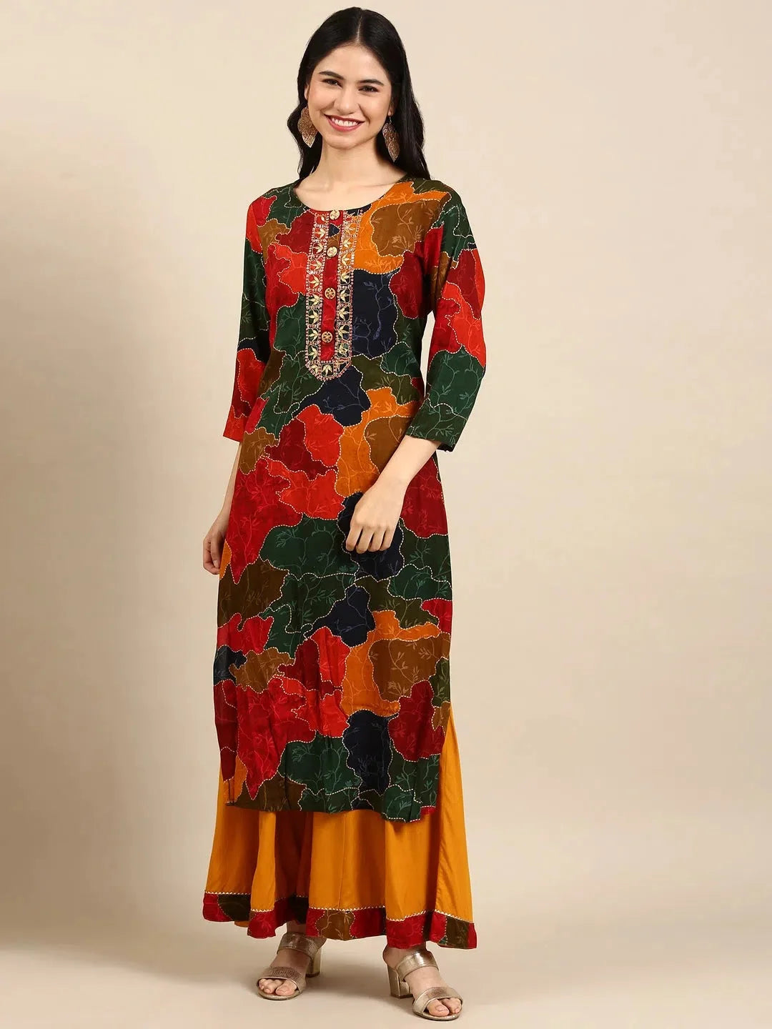 Multicolour Kurta Set | Women's Cotton Indian Kurta Sets