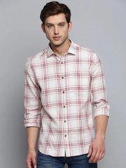 Men Beige Checked Casual Shirt-MARFACHECKS-4432-Beige