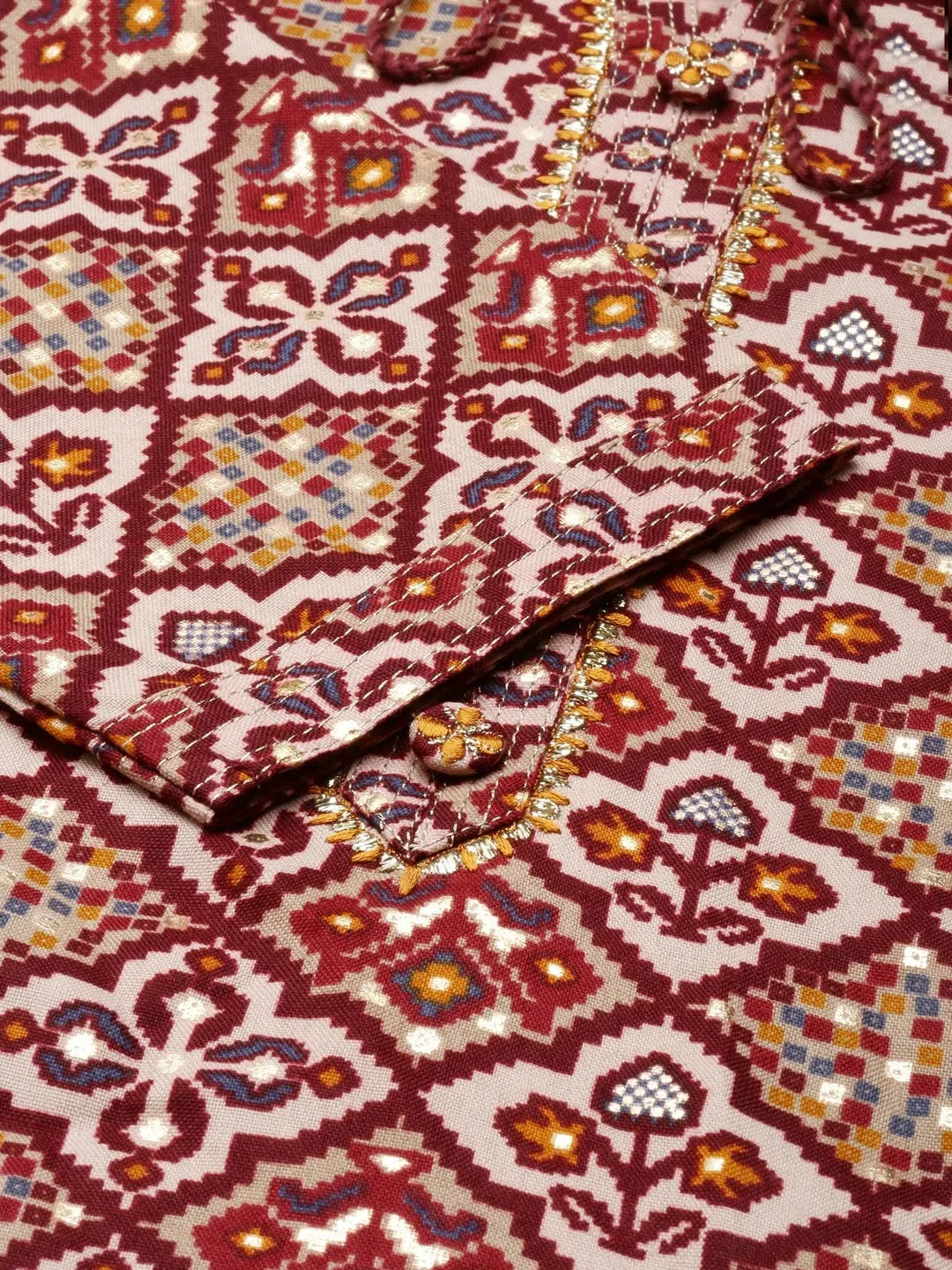 Maroon Printed Kurta - Women's Cotton Indian Kurtis Online