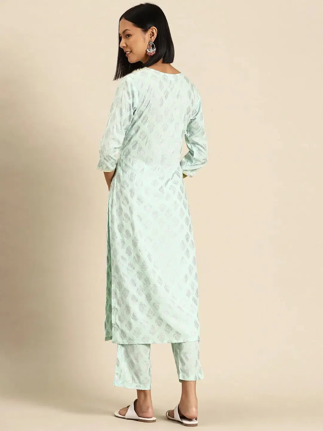 Wholesale Kurta Pyajama with gota work in Powder Blue Print