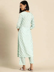 Kurta Pyajama with gota work in Powder Blue Print