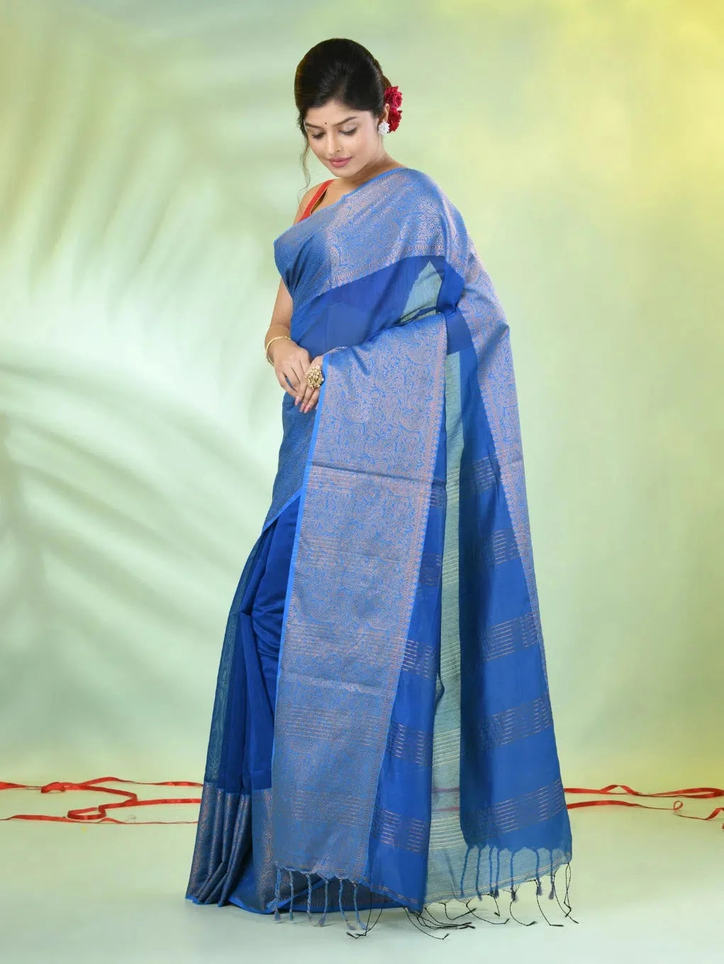 Sapphire Blue Cotton Saree | Indian Sarees with Zari