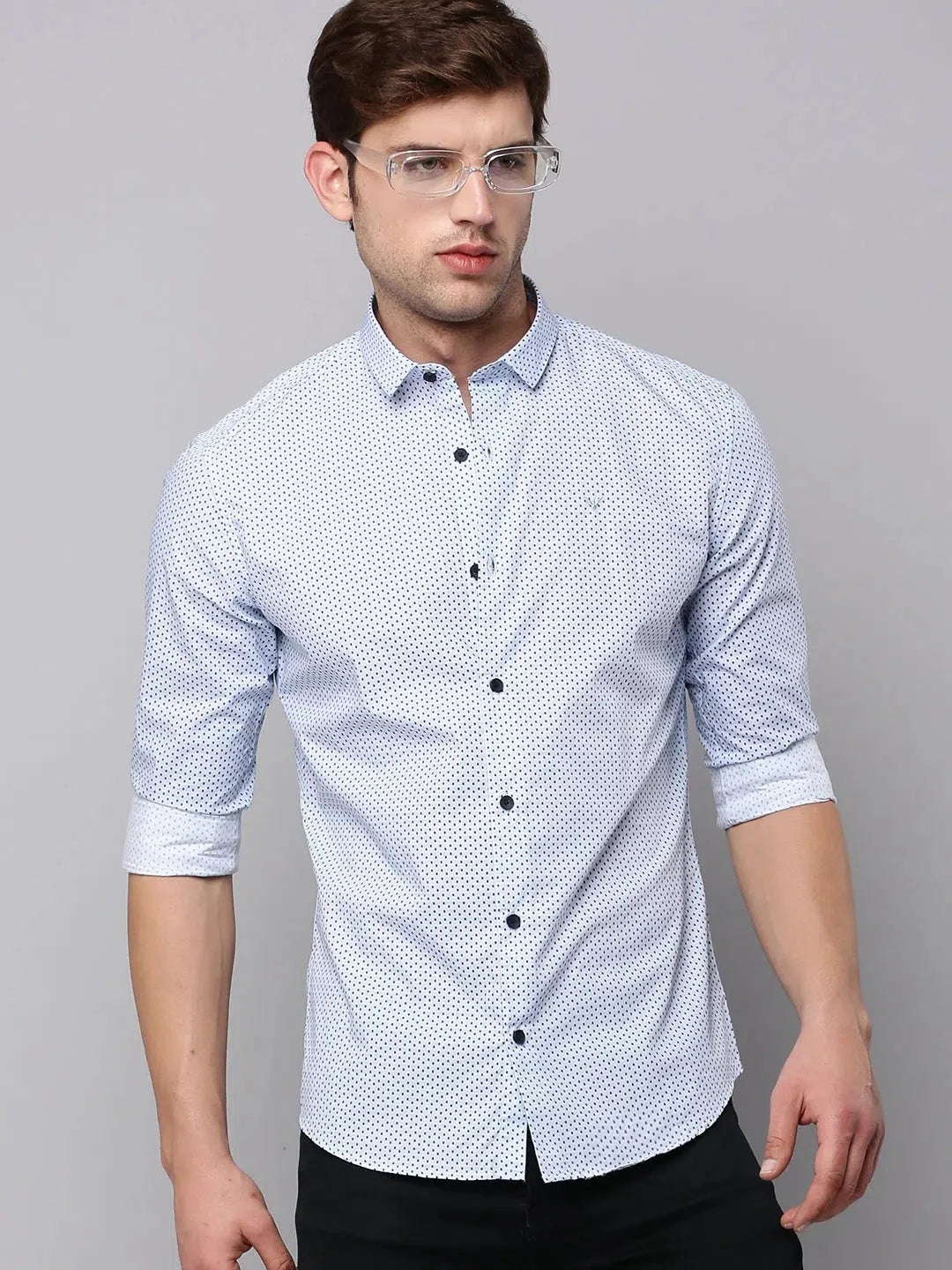 Blue Printed Cotton Mens Shirt - Casual & Stylish