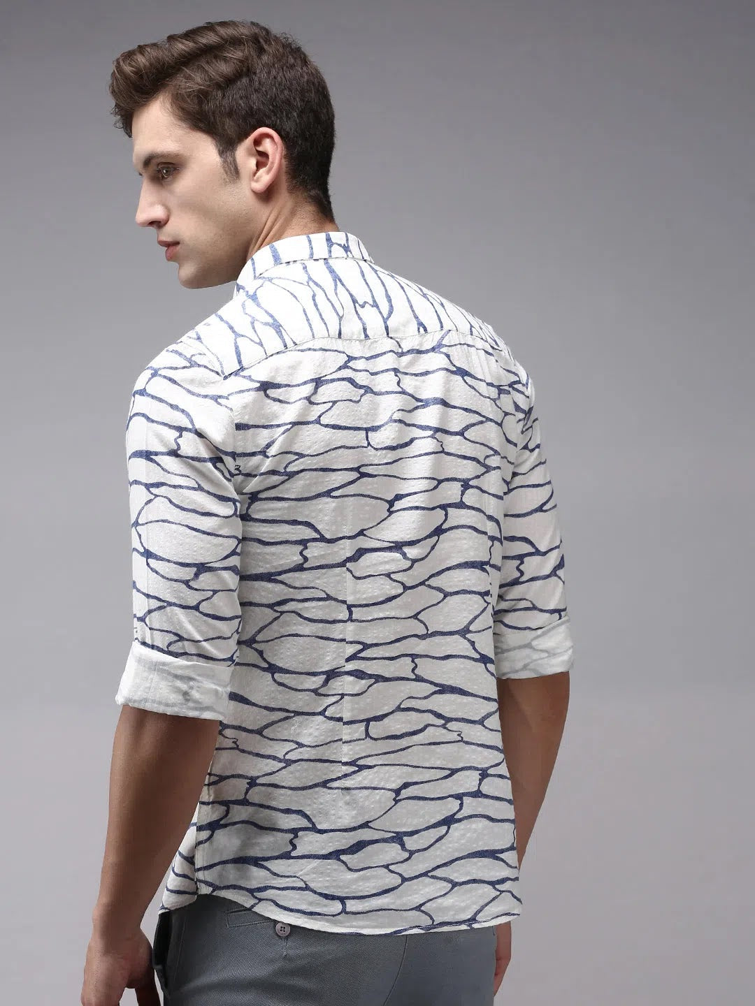 Offwhite Printed Mens Shirt | Casual Cotton Shirt by DesiQlo