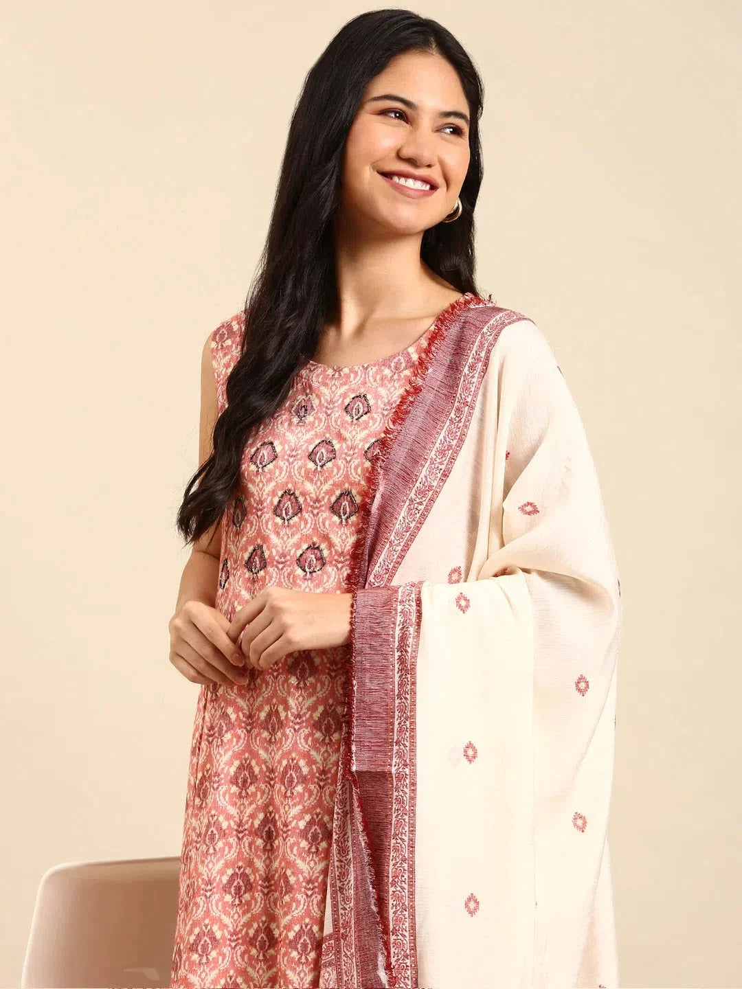Coral Printed Kurta Set | Cotton Indian Kurta Sets for Women