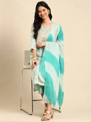 Women's Sea Green Printed Kurta Set-RF-1949eagreen