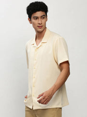 Men Cream Solid Casual Casual Shirts-AGASTHYA-1591-Cream