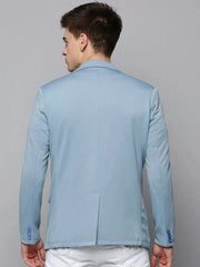 Men Blue Solid Blazer-EXES-3003-Blue