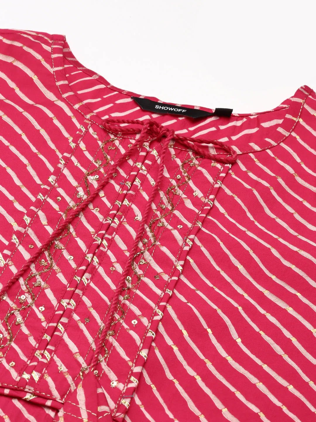 Fuchsia Embellished Cotton Kurti - Women's Indian Kurtas