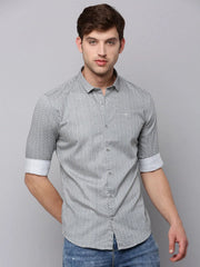 Men Cream Printed Casual Shirt-TKTPRINT-122-Cream