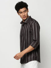Men Grey Striped Casual Casual Shirts-YARROWSTRIPE-5639-Grey