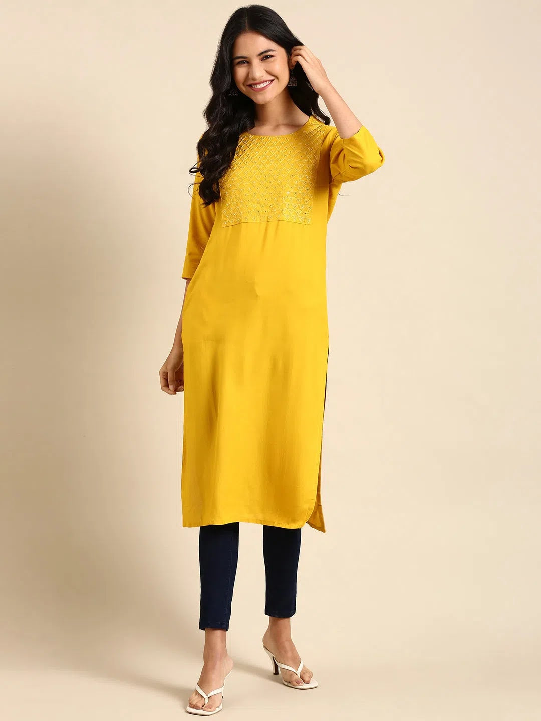 Yellow Printed Kurtas for Women | Stylish Short Kurti - DesiQlo