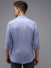 Men Blue Solid Casual Shirt-COLINLINEN-1330-Blue