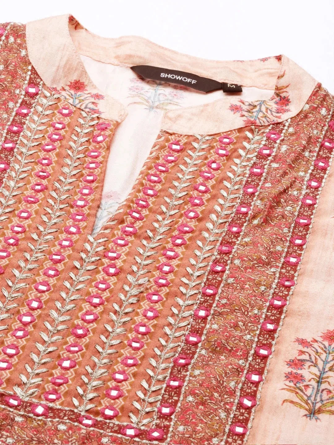 Peach Floral Women's Kurta Sets | Designer Kurta Set