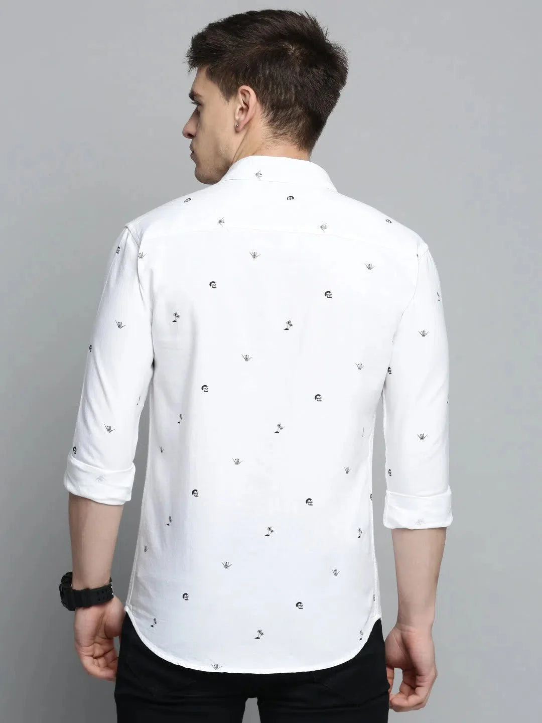Men's White Printed Cotton Shirt | Casual Style