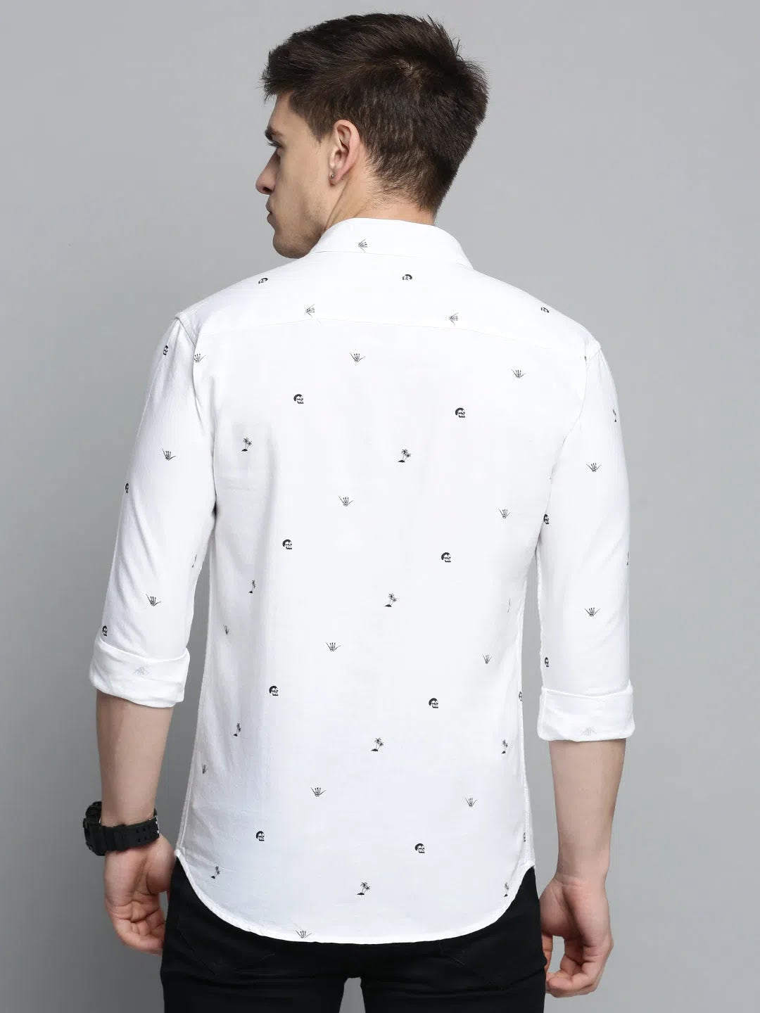 Men's White Printed Cotton Shirt | Casual Style