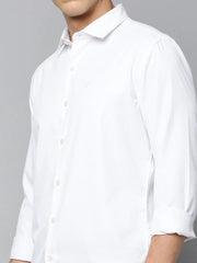 Men White Solid Casual Shirt-PARXPLAINDOBBY-3147-White