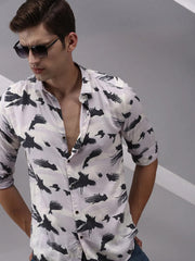Men Purple Printed Casual Shirt-OMANPRINT-1582-Lavender