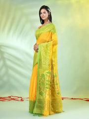 Off White Cotton Saree With Zari Borders-MA64BCT401190041