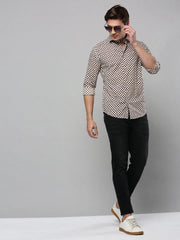 Men Beige Printed Casual Shirt-TVSPRINT-4860-Beige