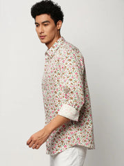 Men White Floral Casual Casual Shirts-AMALTHEA-1806-White