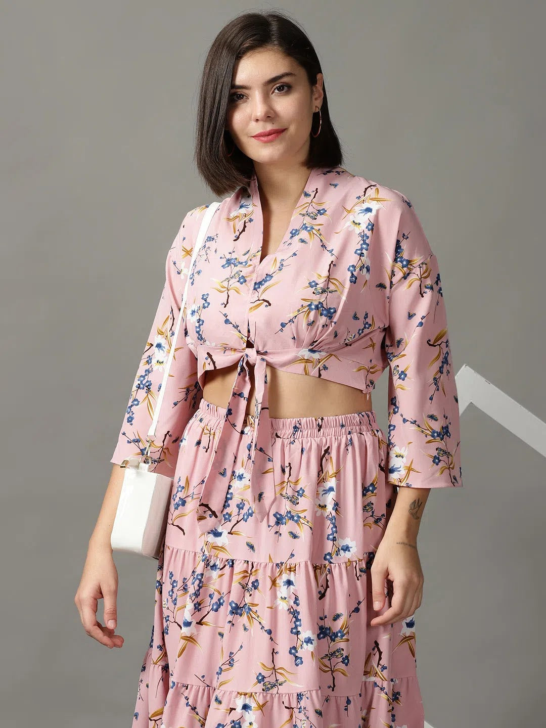 Pink Printed Co Ord Sets for Women | Viscose Casual Co Ord Set