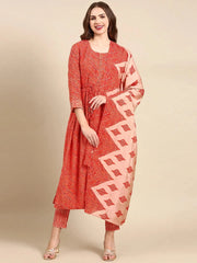 Women's Orange Printed Kurta SetKC-975-Orange