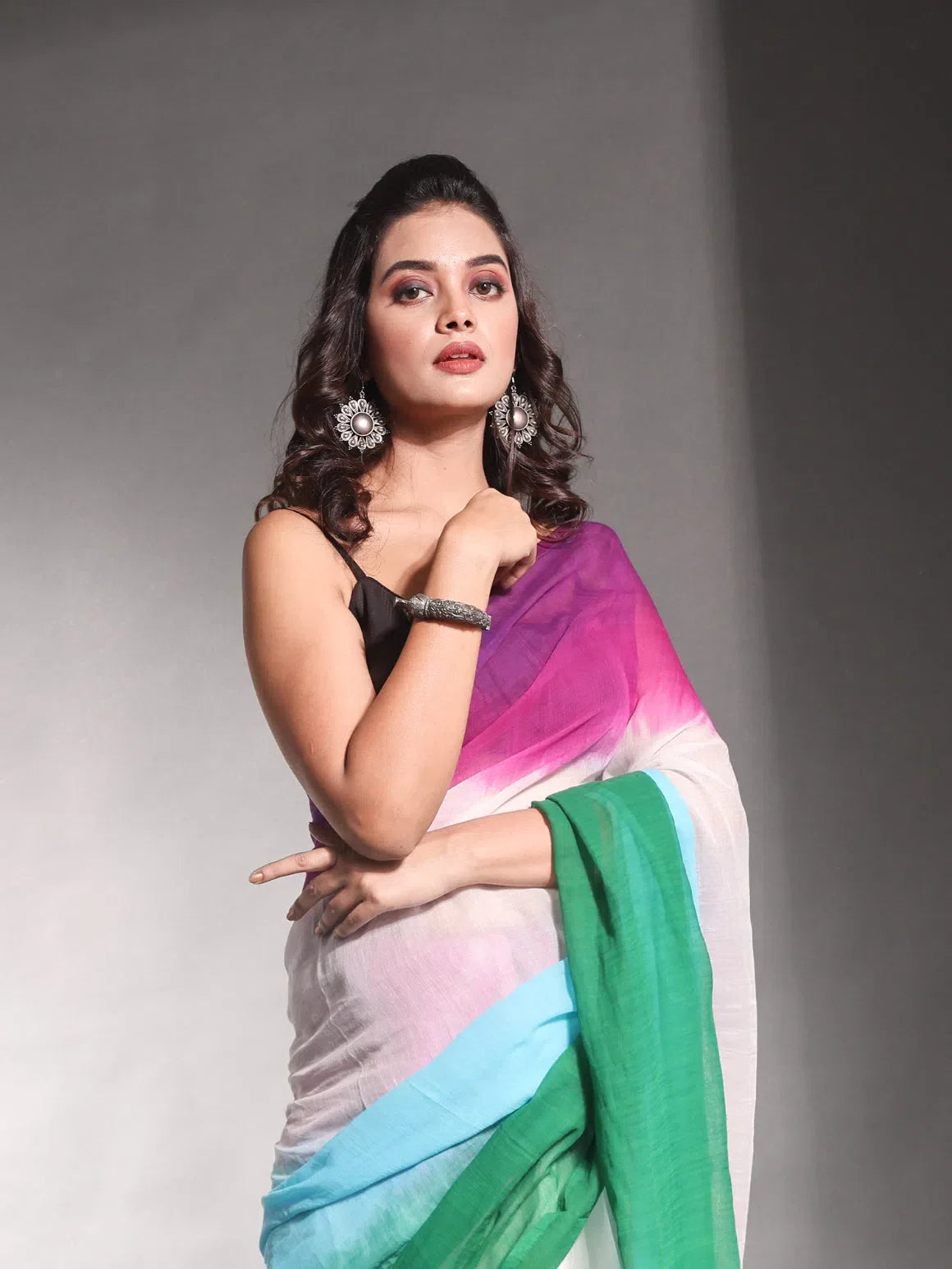 Multicolor Tie Dye Cotton Saree | Indian Sarees