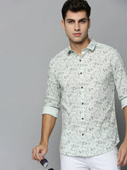 Men Green Printed Casual Shirt-HARPERPRINT-1686-Green