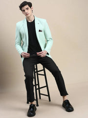 Men Green Solid Casual Blazers-AR-37-Green