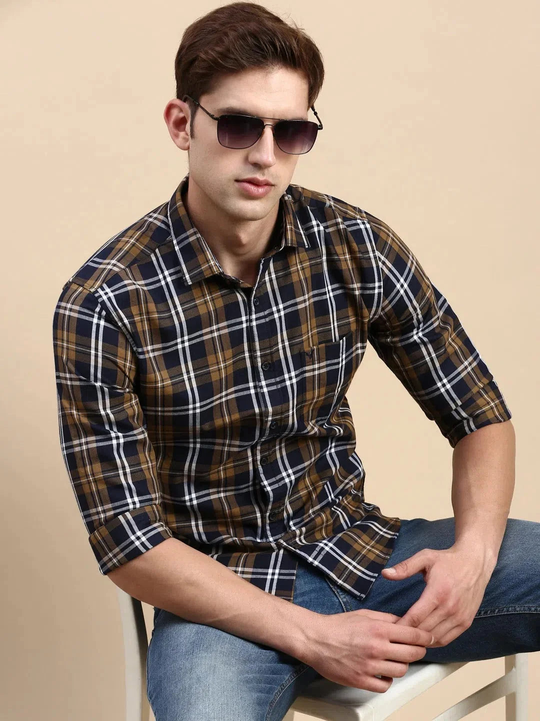 Stylish Multi Checked Mens Shirt - Cotton Casual Shirt | DesiQlo