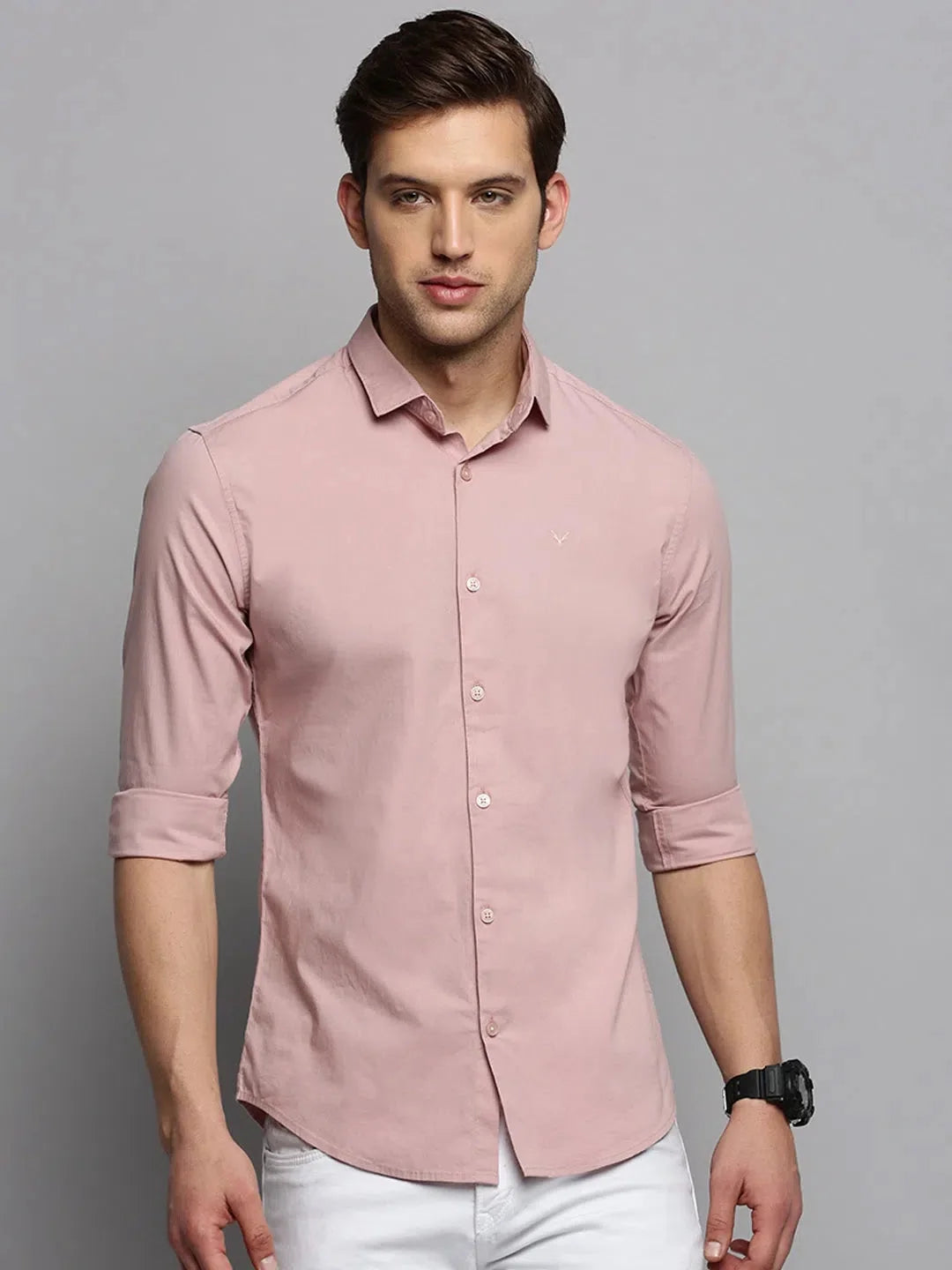 Pink Solid Mens Shirt - Cotton Casual Shirt | DesiQlo