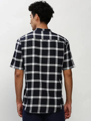 Men Navy Checked Casual Casual Shirts-RORACHECKS-89-Navyblue