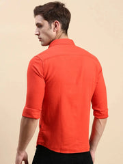 Men Orange Solid Casual Shirt-ALONZOPLAIN-5253-Orange