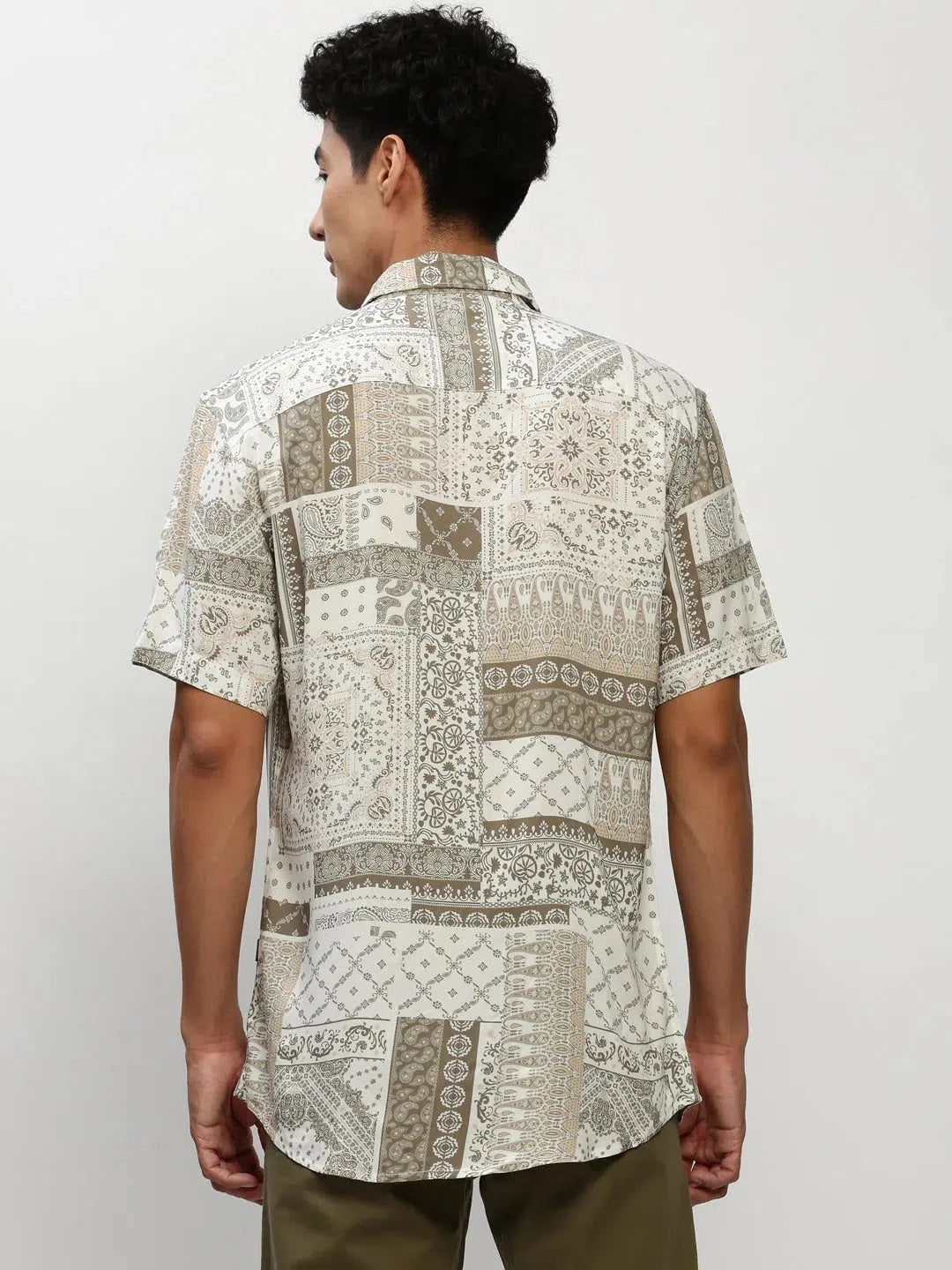 White Printed Mens Shirt - DesiQlo Cotton Casual Shirts