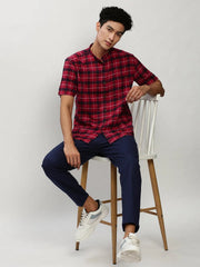 Men Red Checked Casual Casual Shirts-RORACHECKS-93-Red