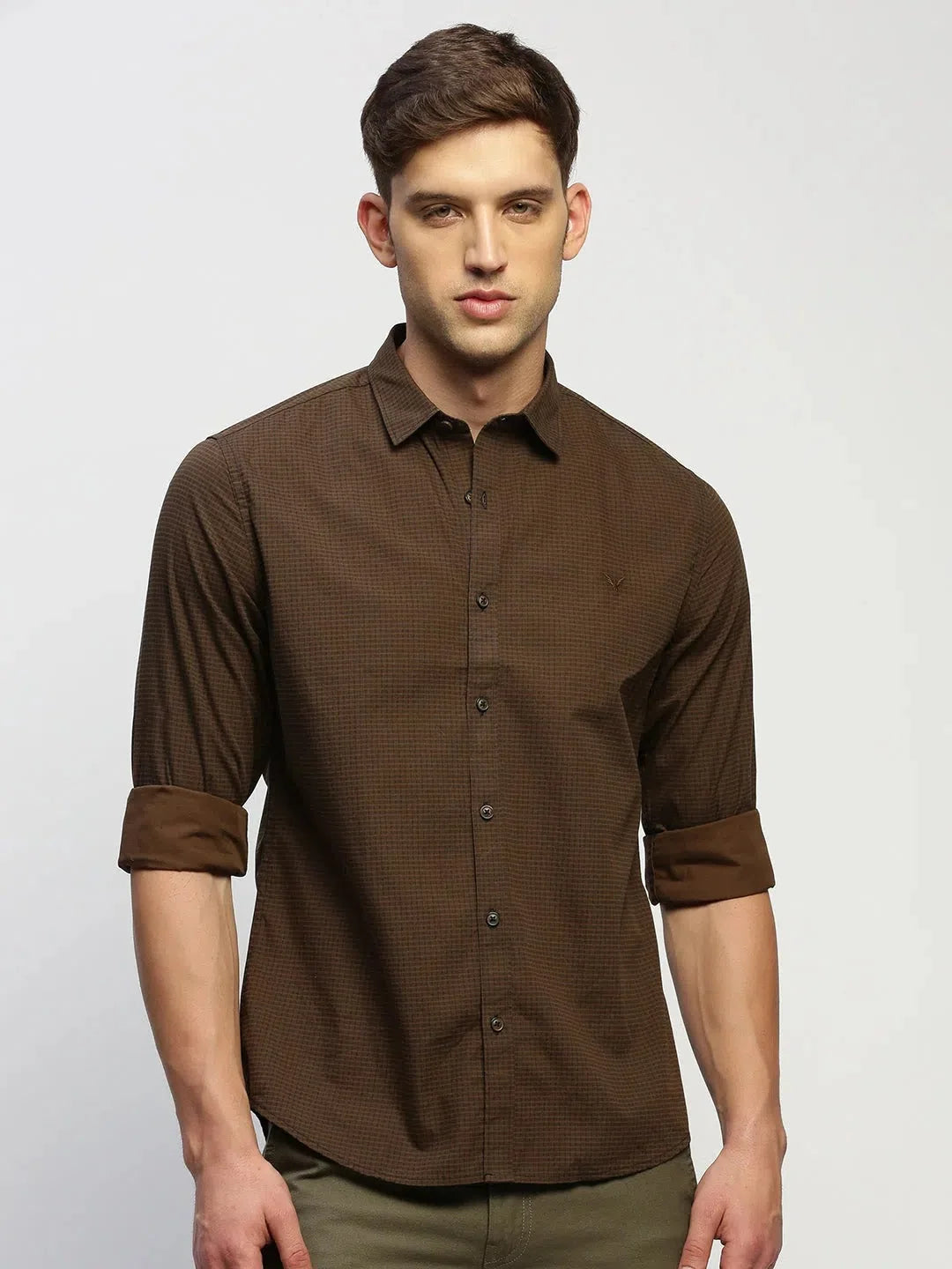 Brown Striped Cotton Mens Shirt | Casual Shirt Online - DesiQlo
