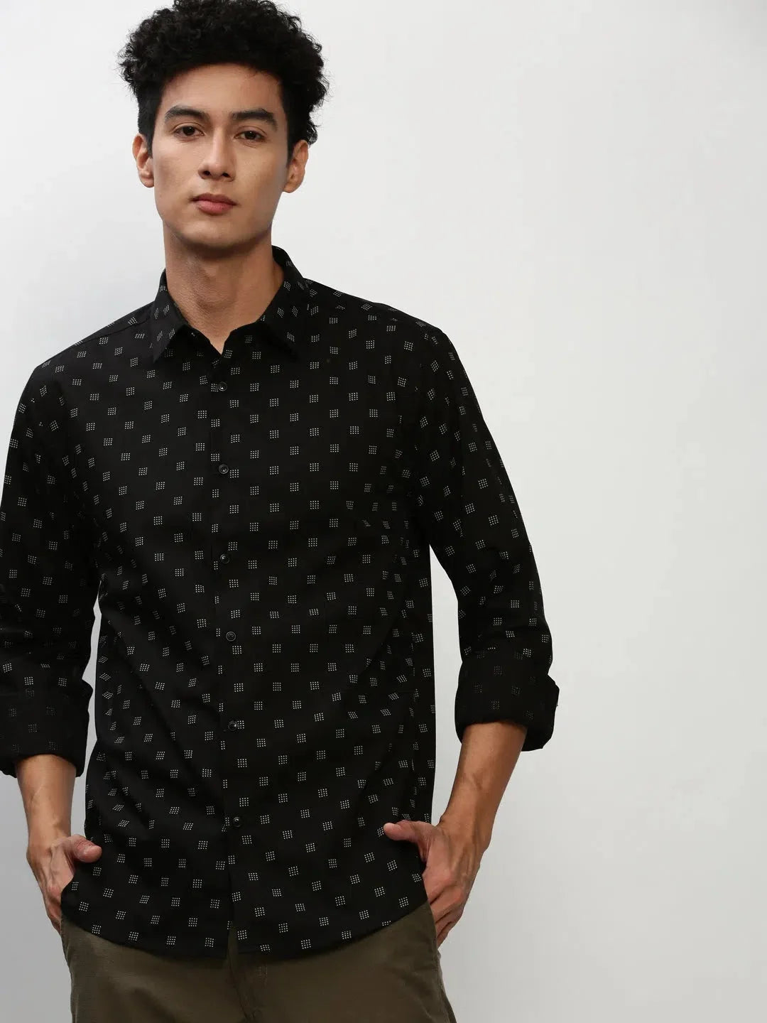 Black Printed Mens Shirt | Cotton Casual Shirts