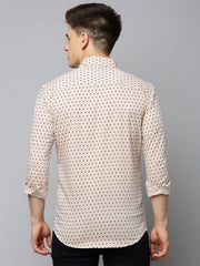 Men Tan Printed Casual Shirt-FLIORIONIEPRINT-3503-Tan