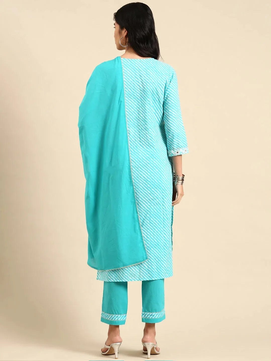 Turquoise Blue Tie Dye Women's Kurta Set | Cotton Kurta Sets