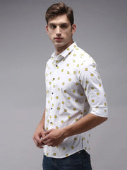 Men White Printed Casual Shirt-ORIGINPRINT-1738-White