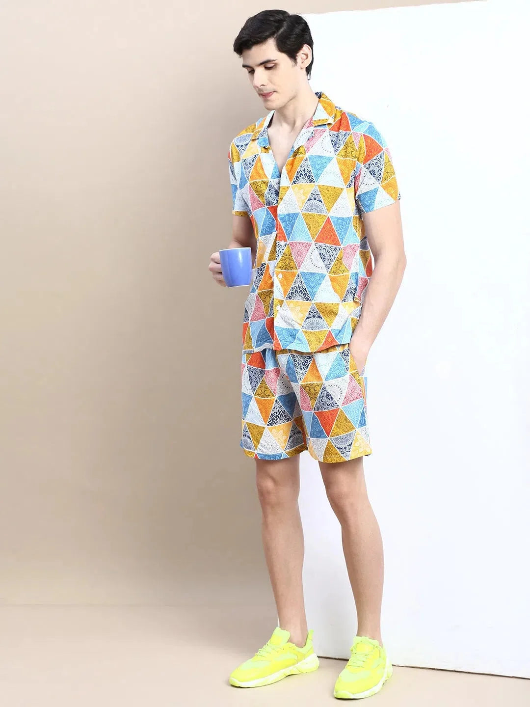 Casual Co ord Set Men - Multi Printed Cotton Two Piece Sets